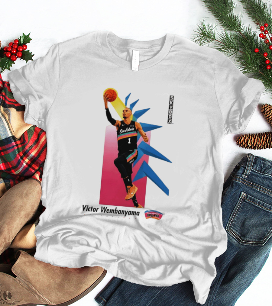 Victor Wembanyama San Antonio Spurs Basketball NBA Skybox 90s Retro Dunking Action T-Shirt