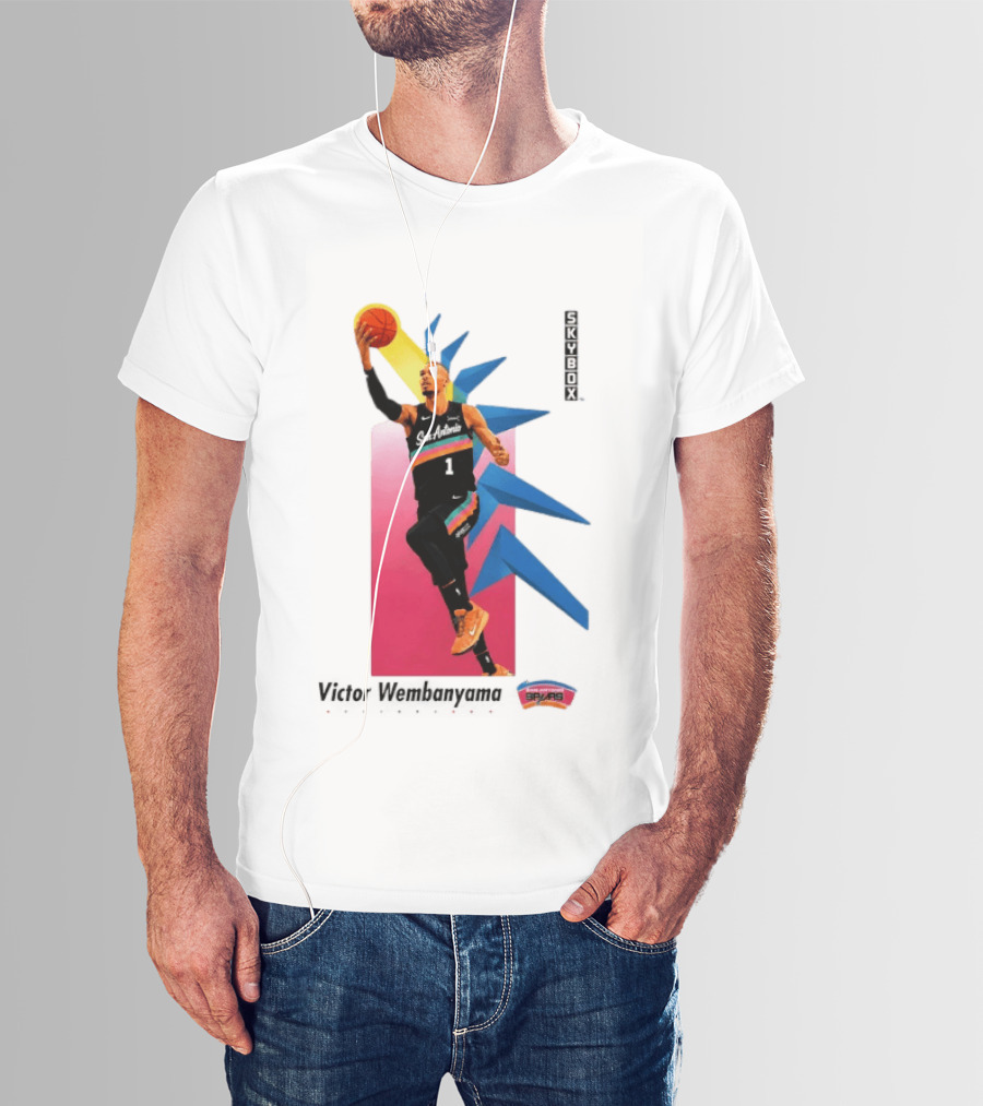 Victor Wembanyama San Antonio Spurs Basketball NBA Skybox 90s Retro Dunking Action T-Shirt