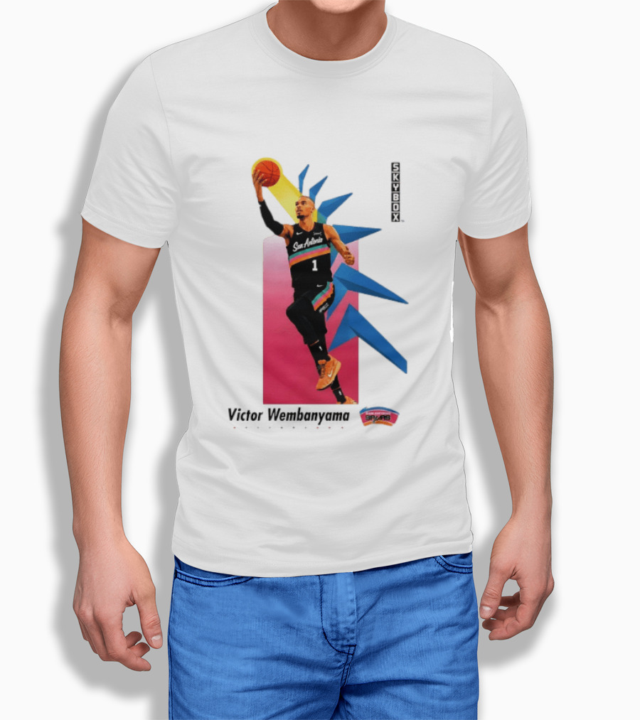 Victor Wembanyama San Antonio Spurs Basketball NBA Skybox 90s Retro Dunking Action T-Shirt