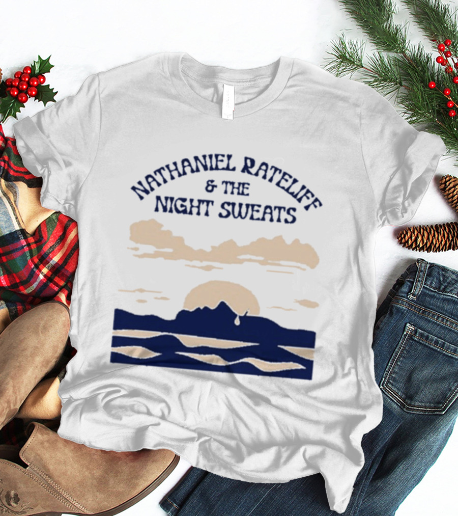 Nathaniel Rateliff & The Night Sweats Sunset Clouds And Mountain River Scene T-Shirt