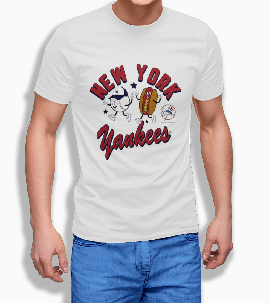 New York Yankees Baseball Hot Dog Snack Mascots Fun T-Shirt
