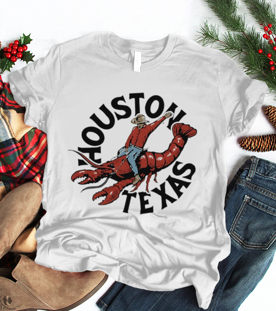 Houston Texas Crawfish Cowboy Riding Effigy T-Shirt