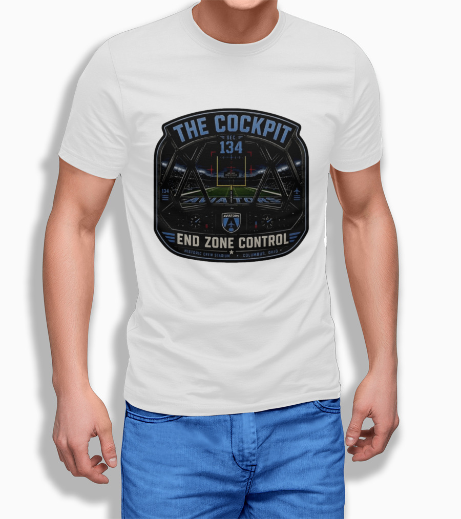 The Cockpit Sec 134 Aviators End Zone Control Historic Crew Stadium Columbus Ohio T-Shirt