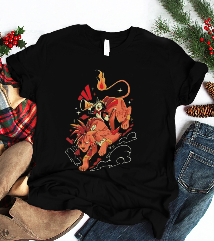 Cait Sith Red XIII Fantasy Adventure Duo Red Rider T-Shirt