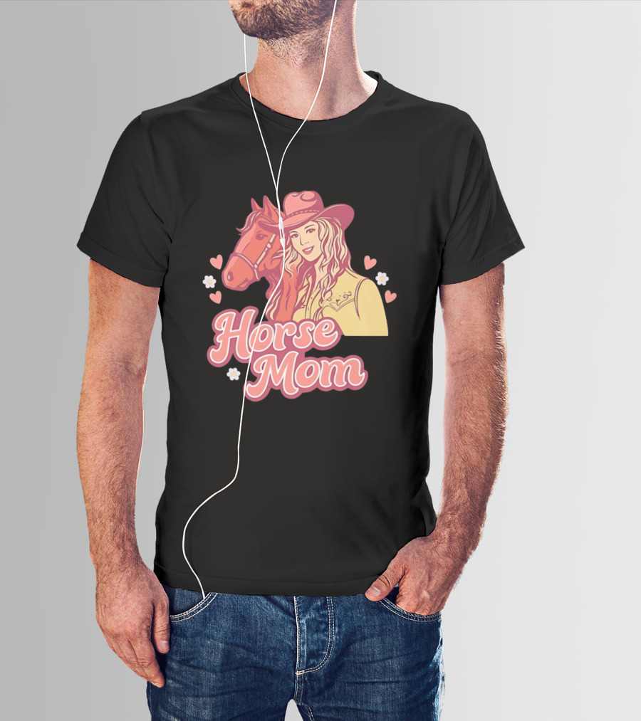 Cowgirl Horse Mom With Mustang And Hearts T-Shirt