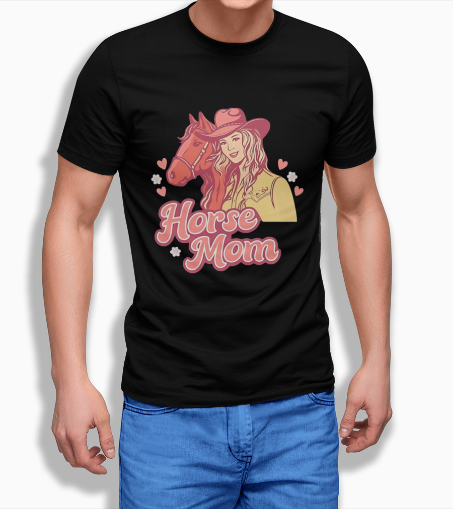 Cowgirl Horse Mom With Mustang And Hearts T-Shirt