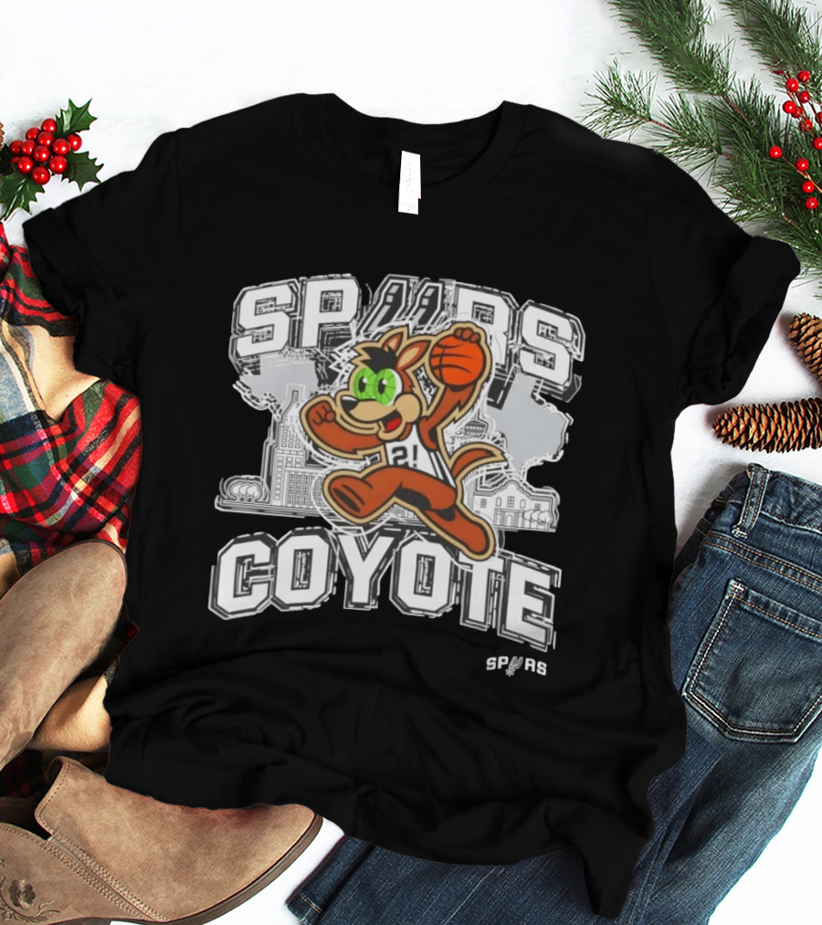 Spurs Coyote Basketball San Antonio City Skyline T-Shirt