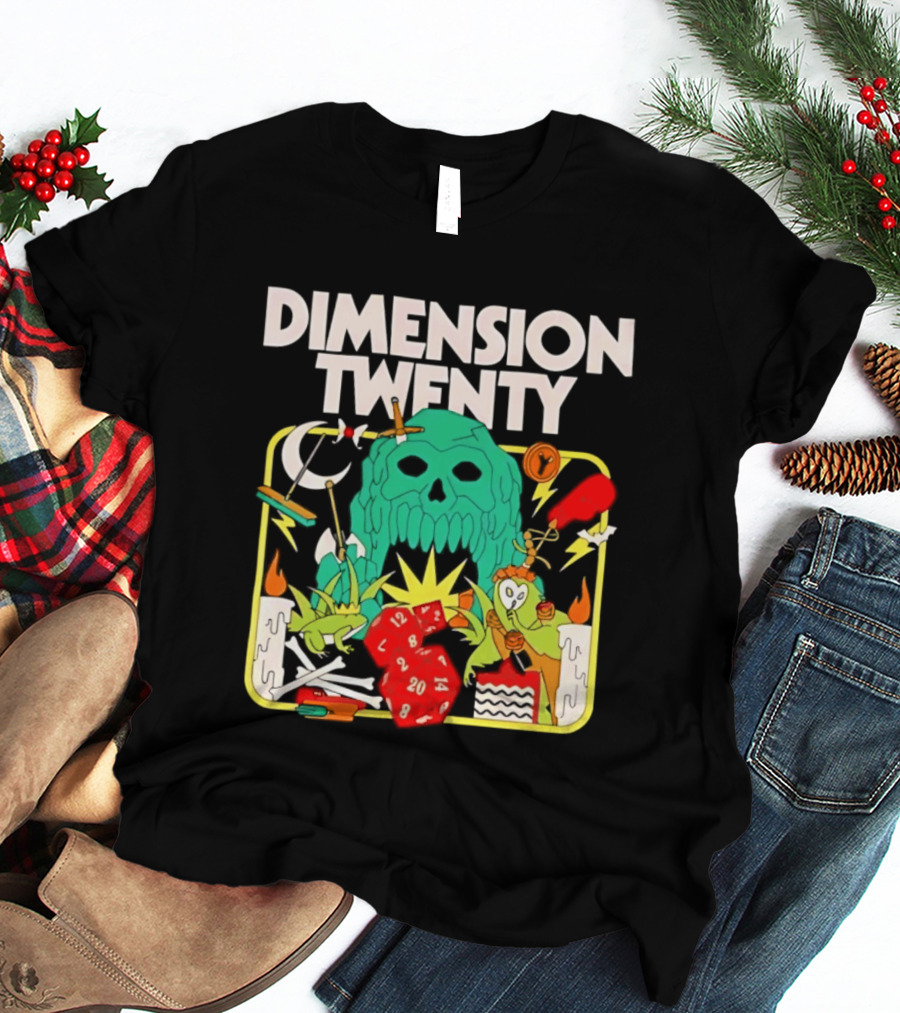 Dimension Twenty RPG Dice Skull Adventure T-Shirt
