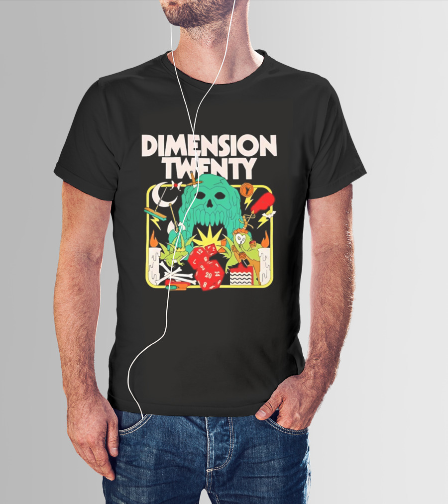 Dimension Twenty RPG Dice Skull Adventure T-Shirt