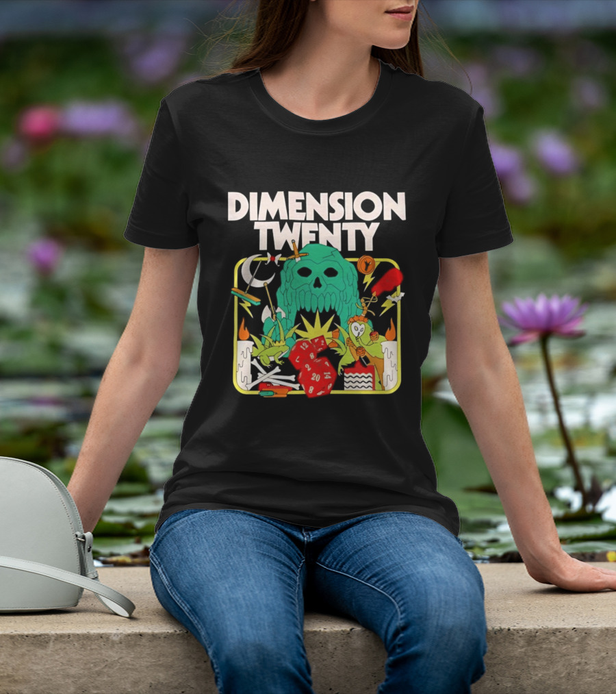 Dimension Twenty RPG Dice Skull Adventure T-Shirt