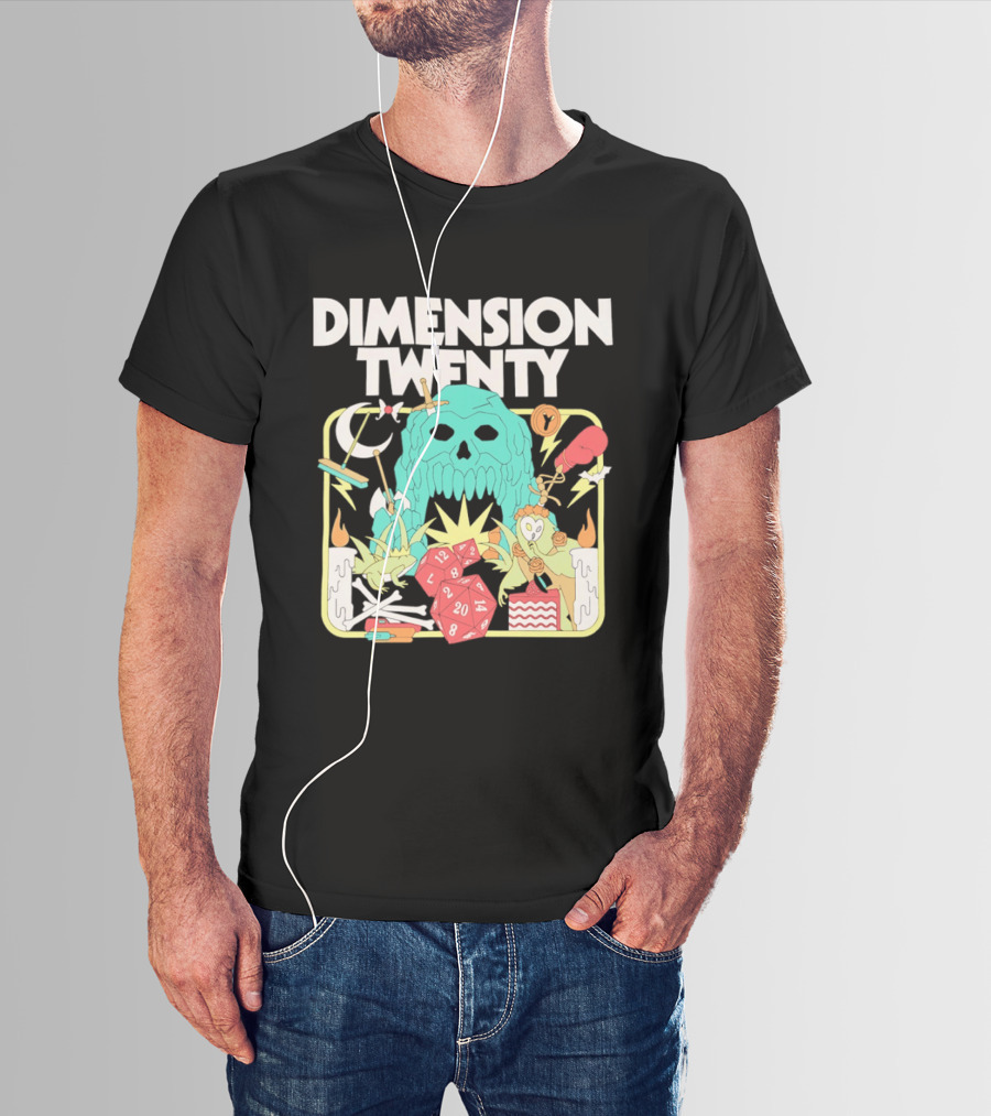 Dimension Twenty Skull Dice Fantasy Adventure T-Shirt