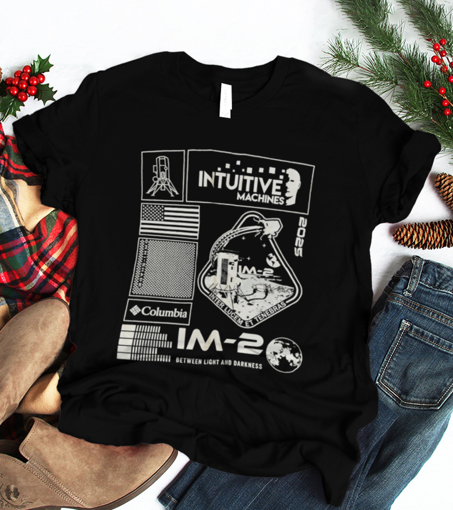 Intuitive Machines IM 2 Mission Lunar Lander Space Exploration 2025 Lunar Light And Darkness T-Shirt