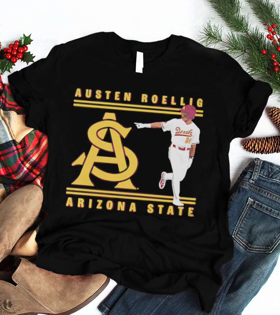 Austen Roellig Arizona State Devils Baseball NCAA Illustrated ASU T-Shirt