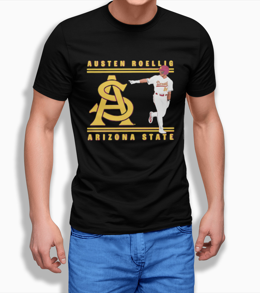 Austen Roellig Arizona State Devils Baseball NCAA Illustrated ASU T-Shirt