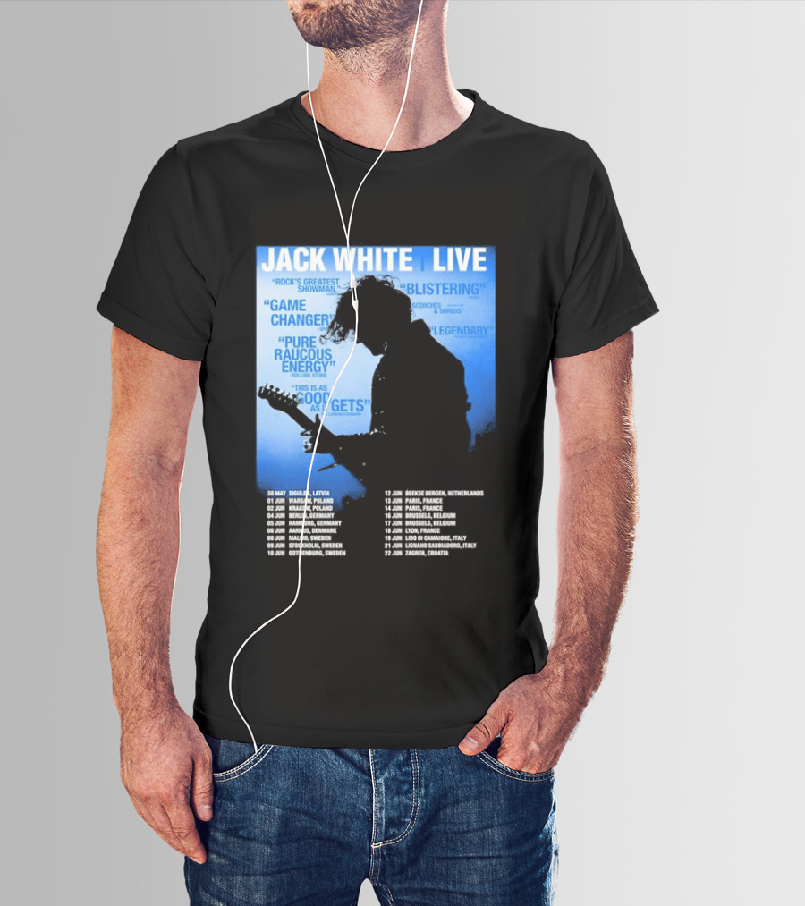 Jack White Live Europe 2026 Tour Dates Schedule Legendary Rock Concert Experience T-Shirt
