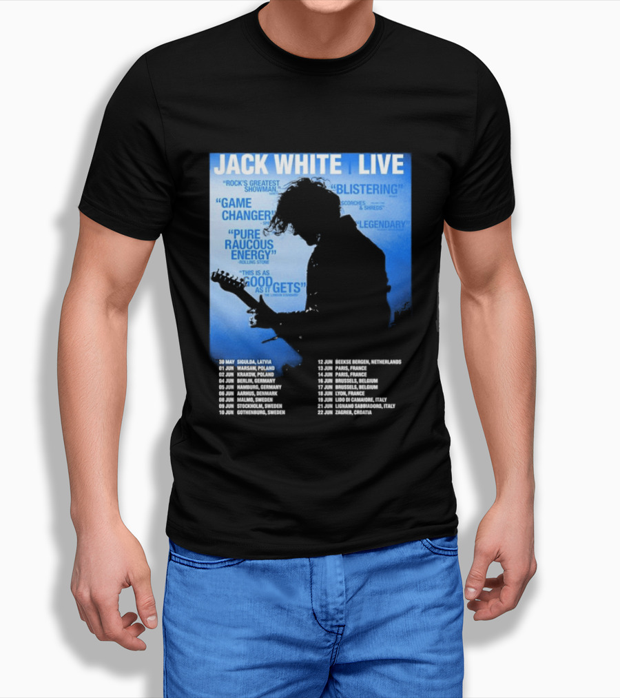 Jack White Live Europe 2026 Tour Dates Schedule Legendary Rock Concert Experience T-Shirt