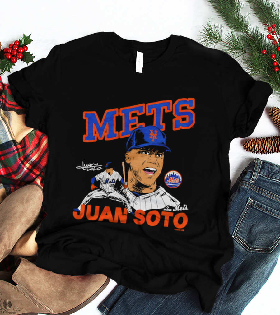 Mets Juan Soto Caricature Tri Blend T-Shirt
