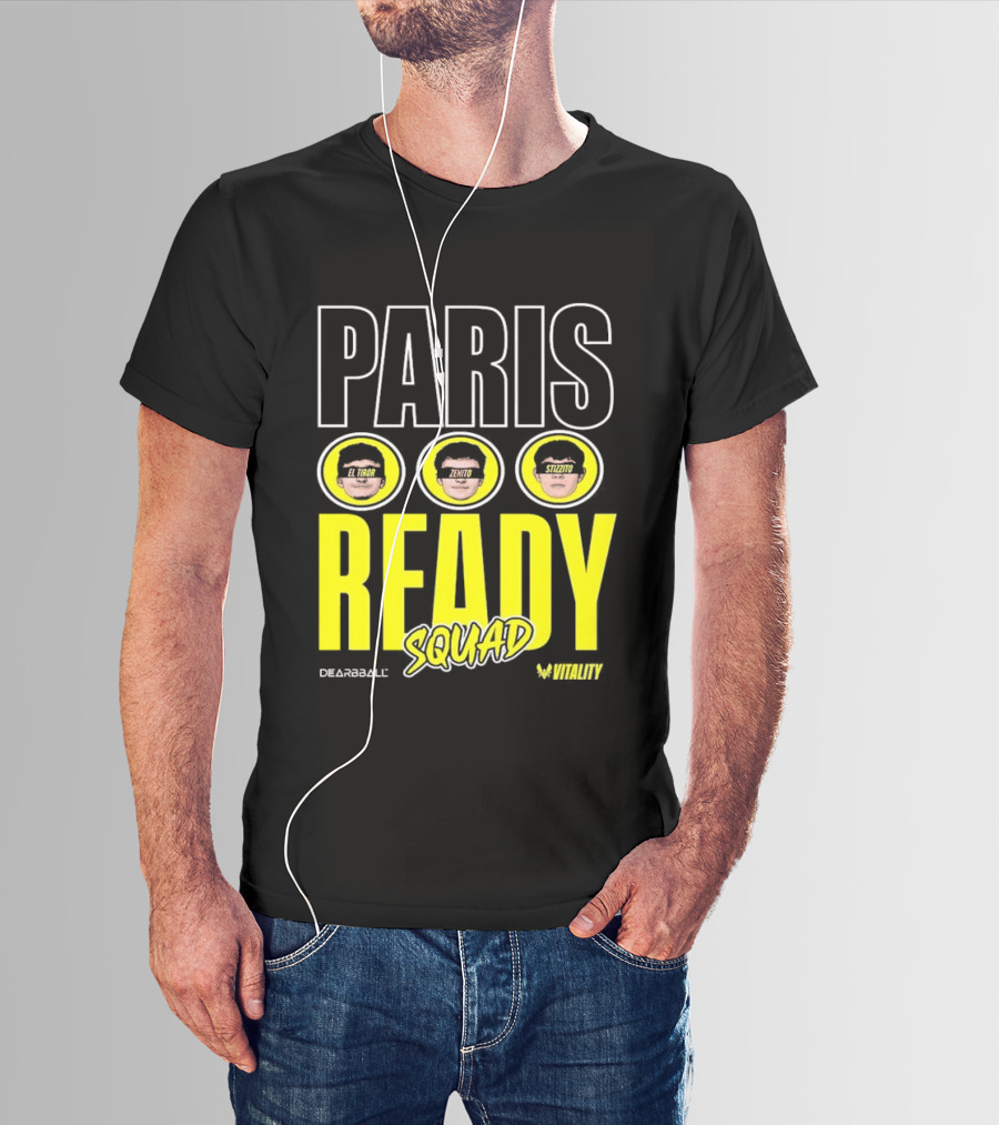 Paris Ready Squad Dearbball Vitality Text Faces T-Shirt