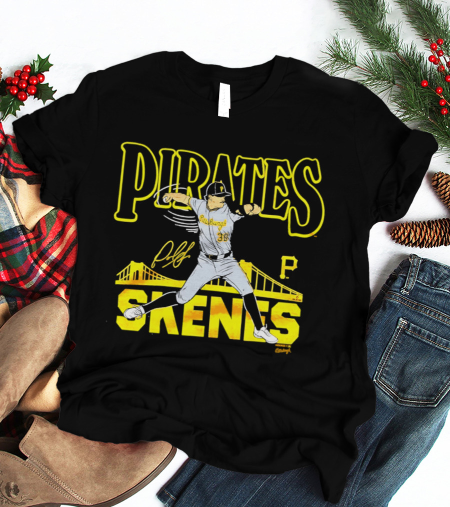 Pittsburgh Pirates Paul Skenes Signature Bridge T-Shirt