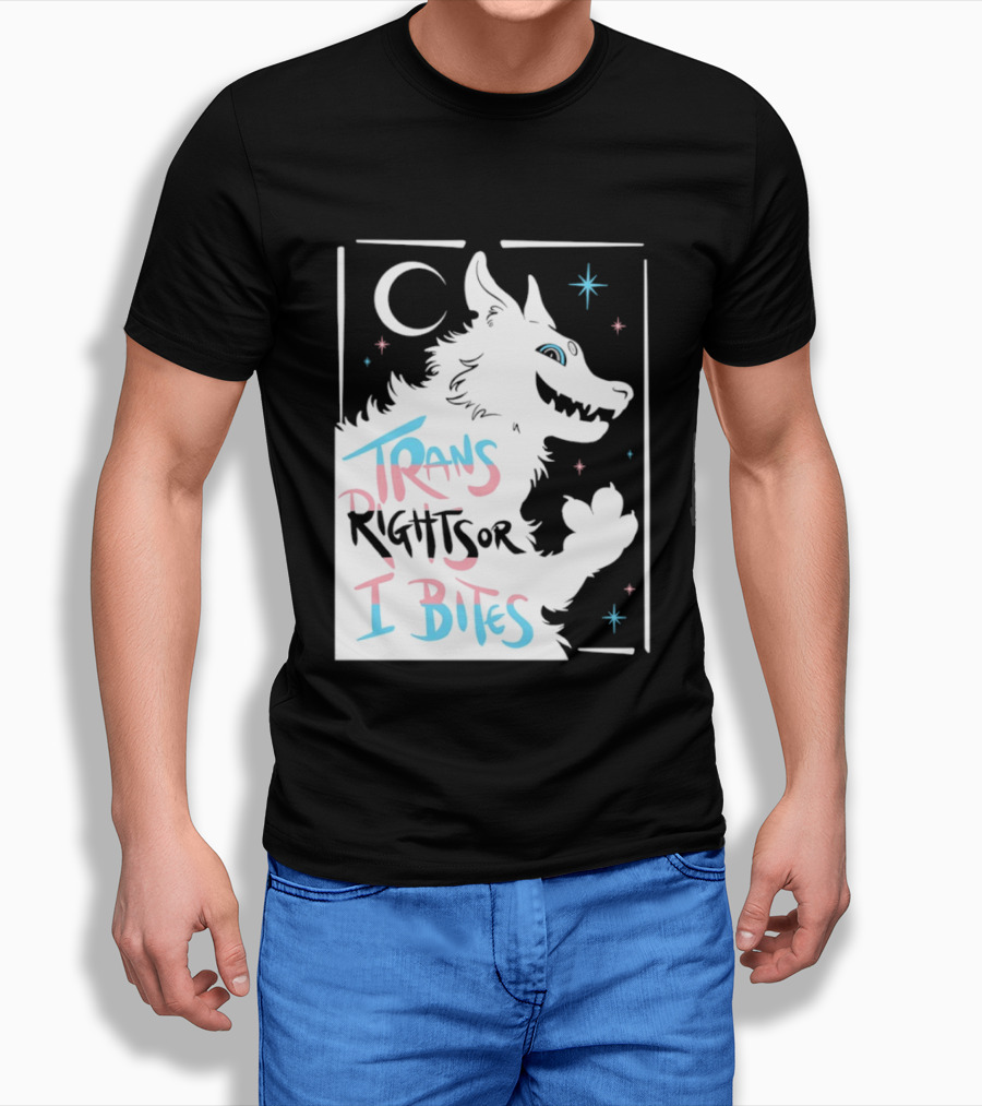 Trans Rights Or I Bites Wolf Moon Stars T-Shirt
