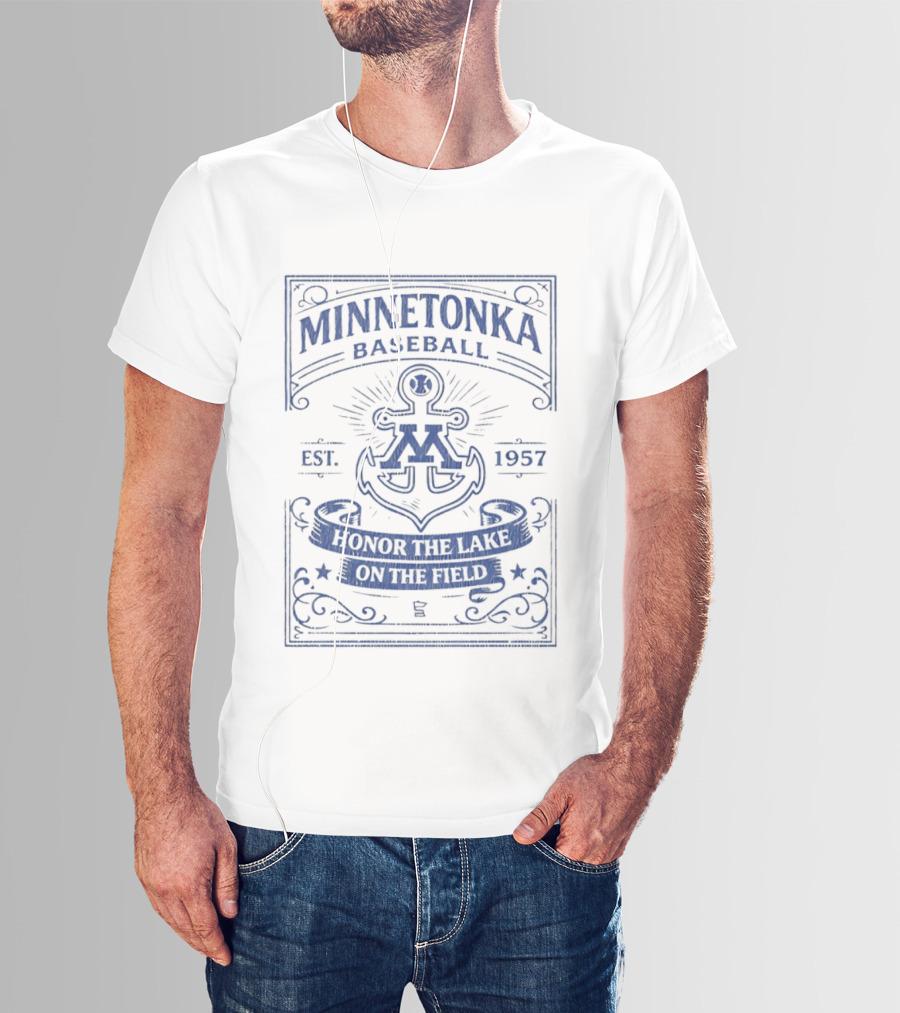 Minnetonka Baseball Est 1957 Anchor Spirit Honor The Lake On The Field T-Shirt