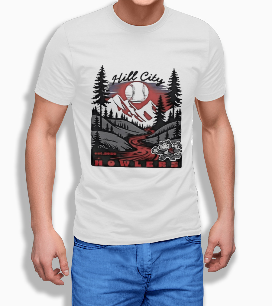 Hill City Howlers Est 2020 Mountain Pine Tree Forest Nature Sports T-Shirt