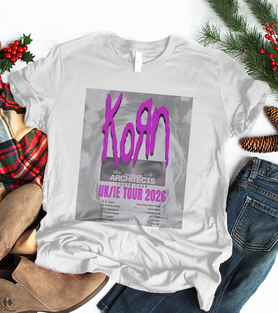 Korn UK/IE Tour 2026 Schedule Architects Youth Code First Direct Arena O2 Arena T-Shirt