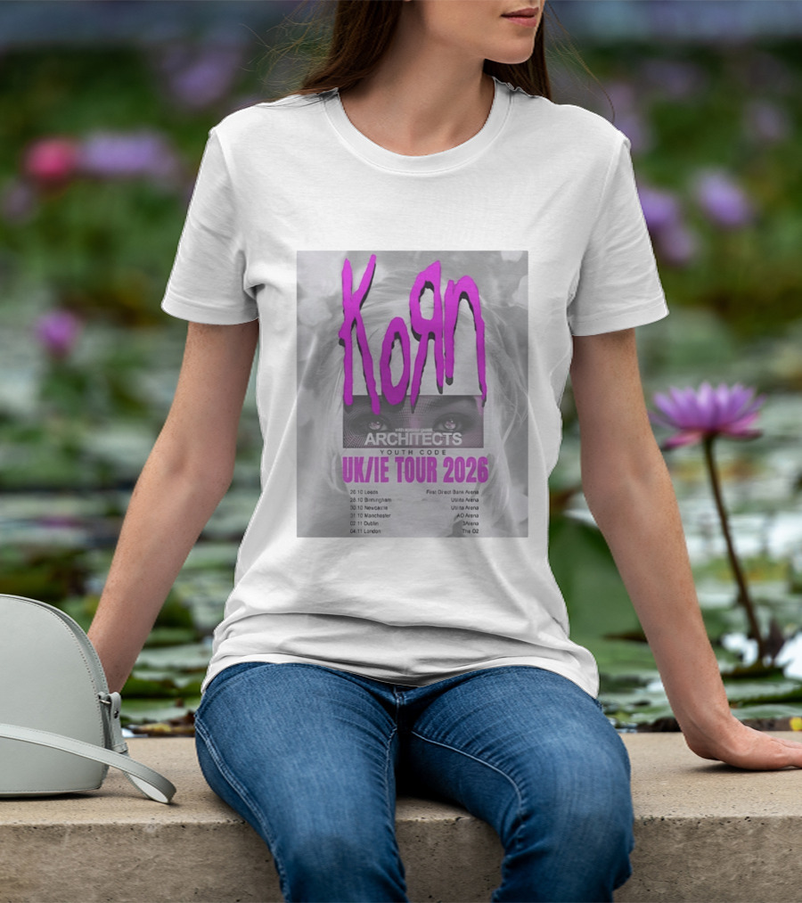 Korn UK/IE Tour 2026 Schedule Architects Youth Code First Direct Arena O2 Arena T-Shirt