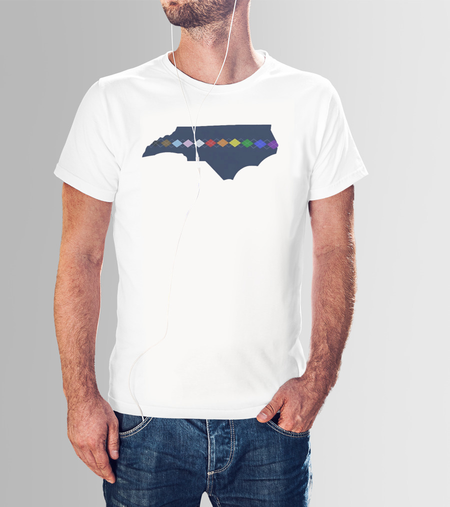 North Carolina Argyle State Map Pattern Inclusivity Message T-Shirt