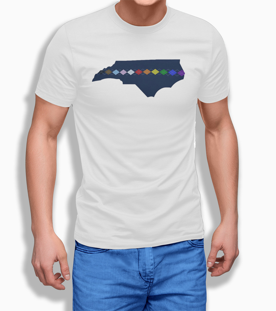 North Carolina Argyle State Map Pattern Inclusivity Message T-Shirt