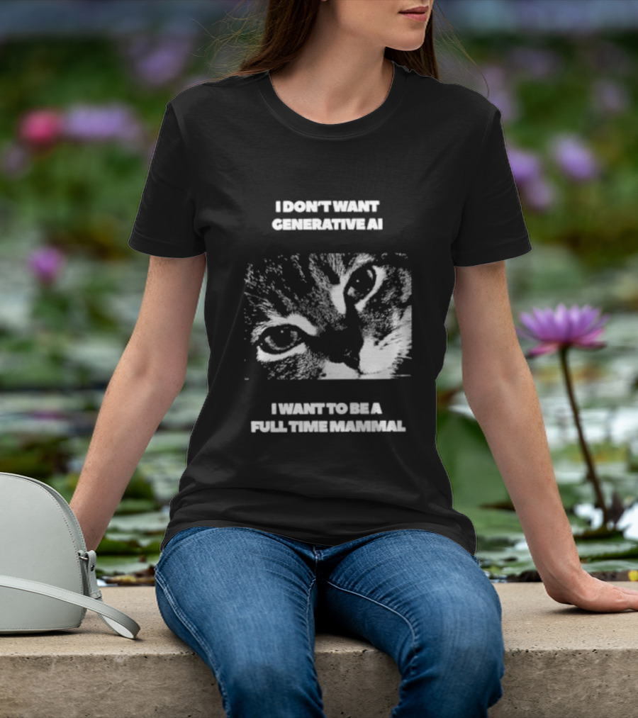 I Don't Want Generative AI I Want To Be A Full Time Mammal Cat Eyes T-Shirt
