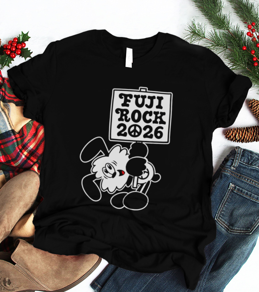 Fuji Rock 2026 Peace Sign Cartoon T-Shirt