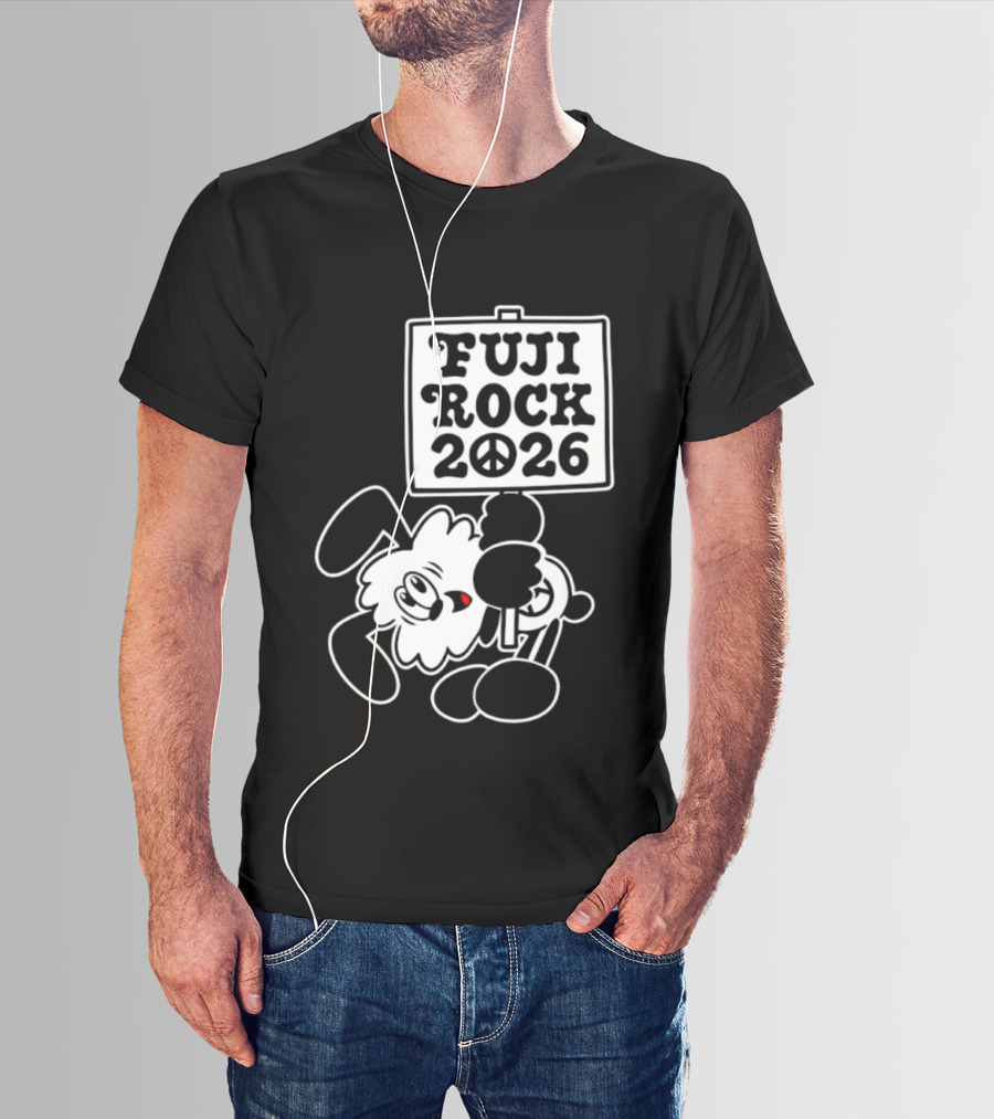 Fuji Rock 2026 Peace Sign Cartoon T-Shirt