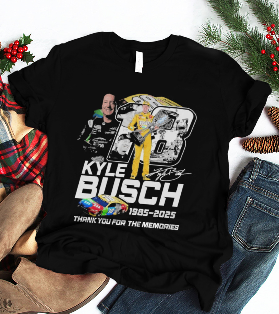 Kyle Busch Racing 1985 2025 Thank You For The Memories 18 Car NASCAR T-Shirt