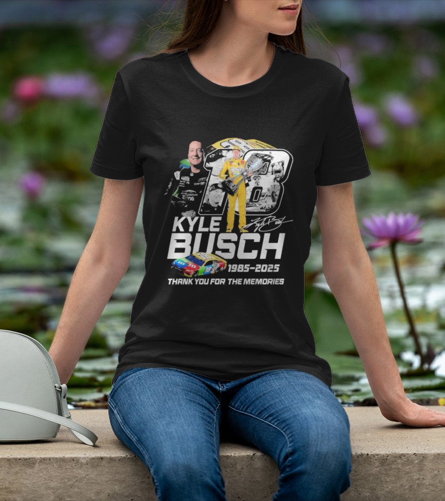 Kyle Busch Racing 1985 2025 Thank You For The Memories 18 Car NASCAR T-Shirt