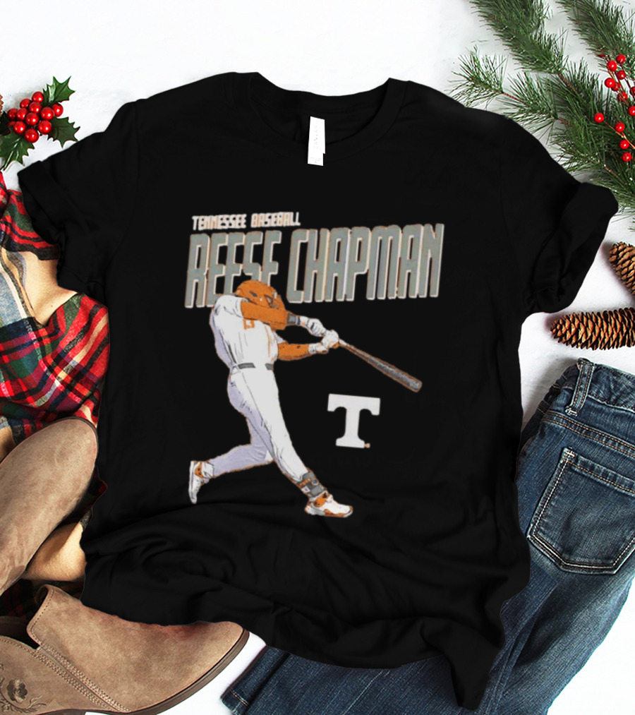 Tennessee Baseball Reese Chapman Swinging Action T-Shirt