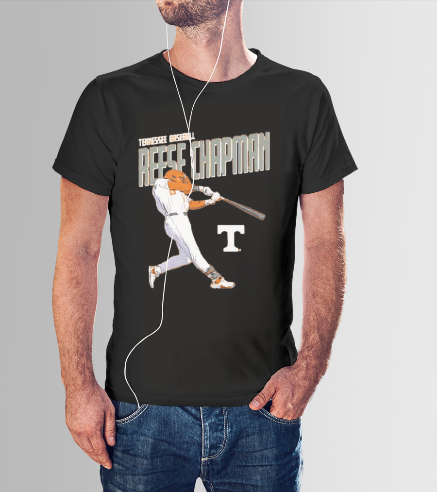 Tennessee Baseball Reese Chapman Swinging Action T-Shirt