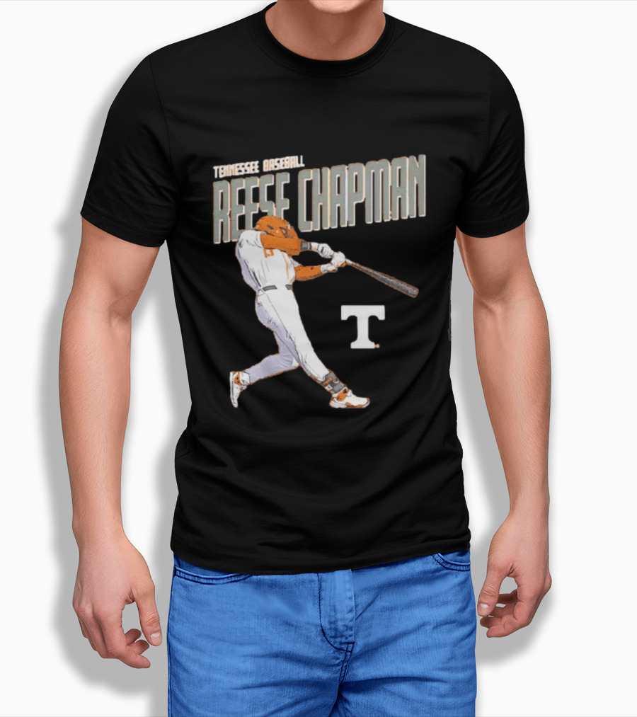 Tennessee Baseball Reese Chapman Swinging Action T-Shirt