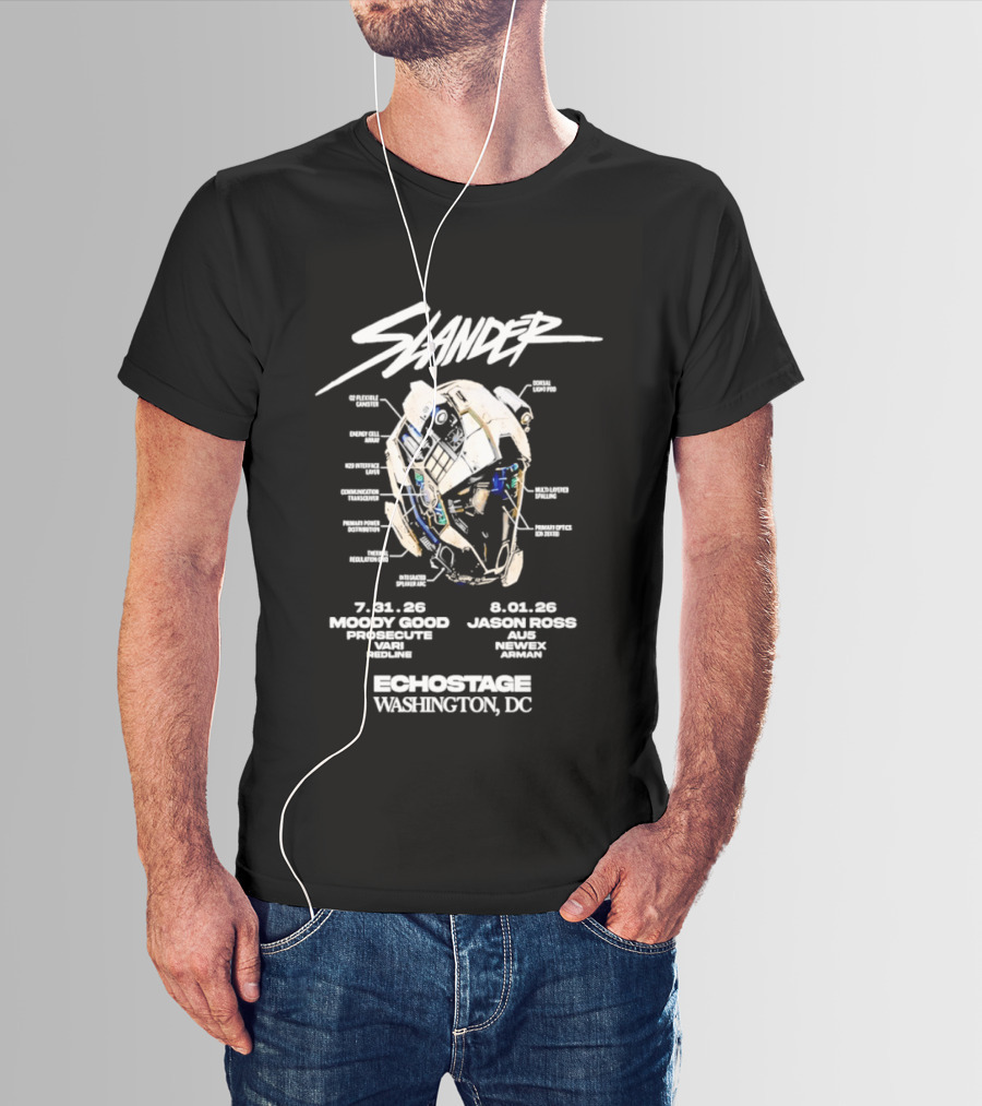 Slander Echostage Washington DC Tour 2026 Moody Good Proxibit Jason Ross AU5 Dabin Mystic Grizzly 7.31.26 9.01.26 Helmet T-Shirt