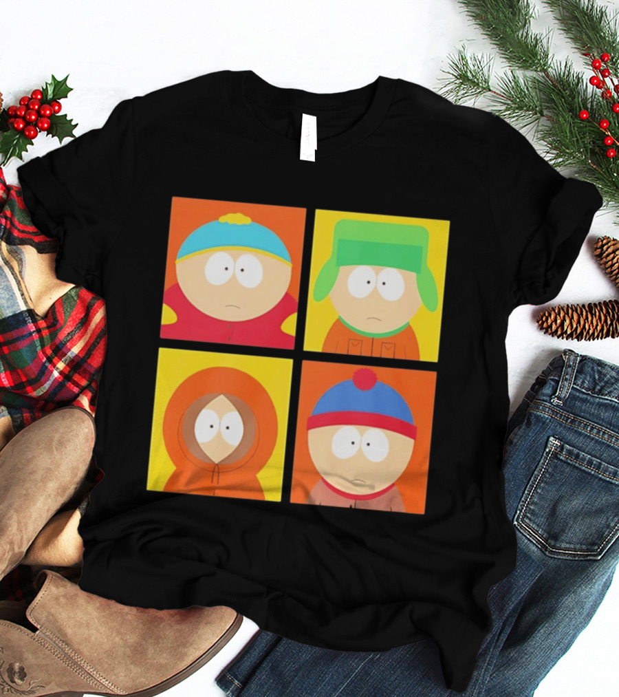 South Park Characters Cartman Kyle Kenny Stan Pop Blocks T-Shirt