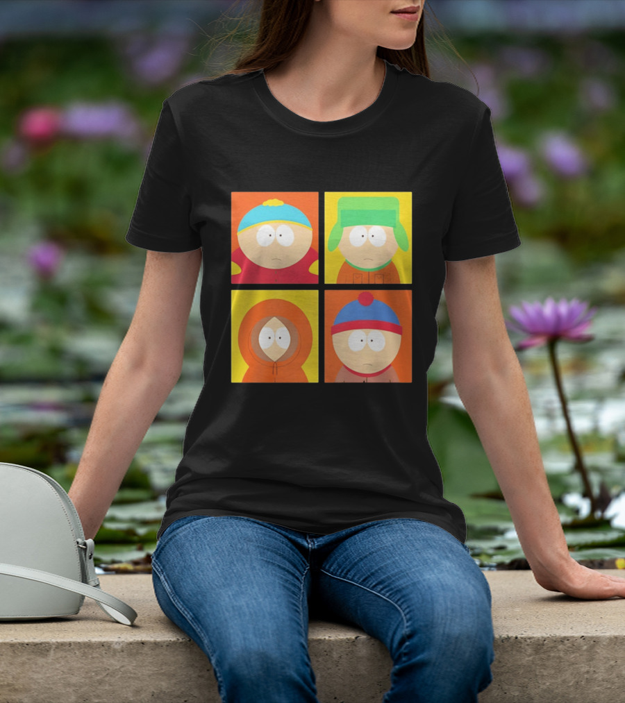 South Park Characters Cartman Kyle Kenny Stan Pop Blocks T-Shirt