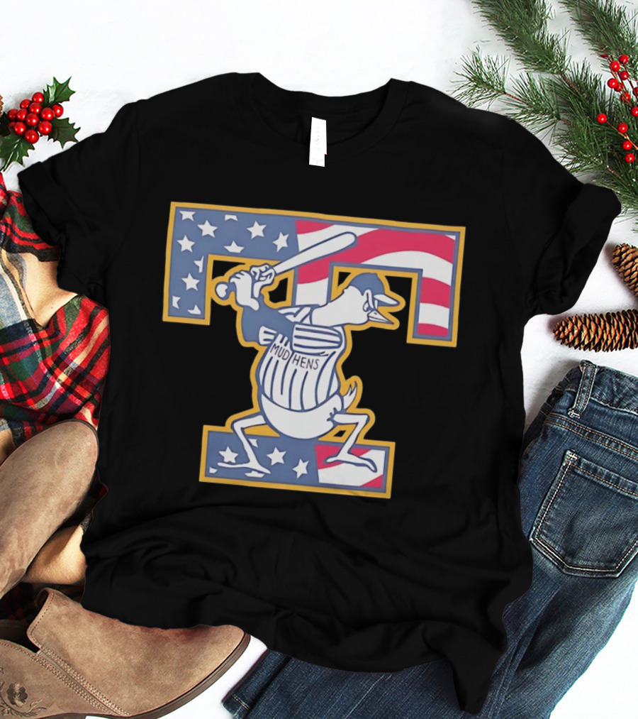 Toledo Mud Hens Muddy Stars And Stripes American Baseball T-Shirt