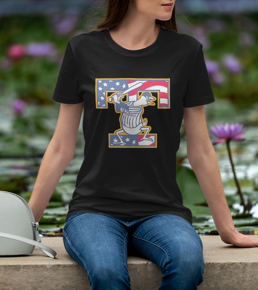 Toledo Mud Hens Muddy Stars And Stripes American Baseball T-Shirt