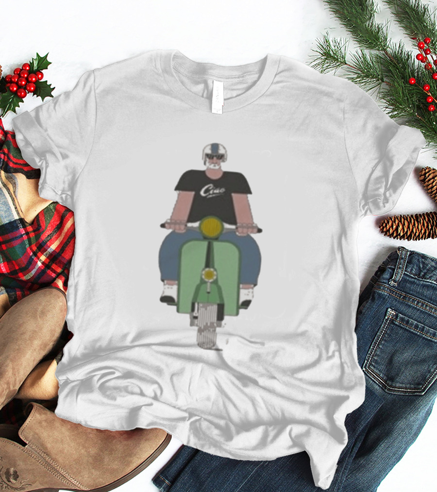 Ciao Vespa Rider With Helmet And Shades T-Shirt