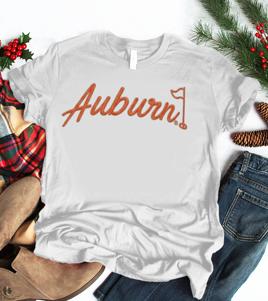 2026 Auburn Golf Flag Hat Iconic Script With Flagpole T-Shirt