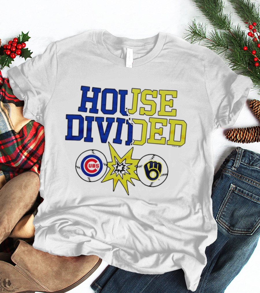 Chicago Cubs Vs Milwaukee Brewers Rivalry House Divided Fan Gear T-Shirt