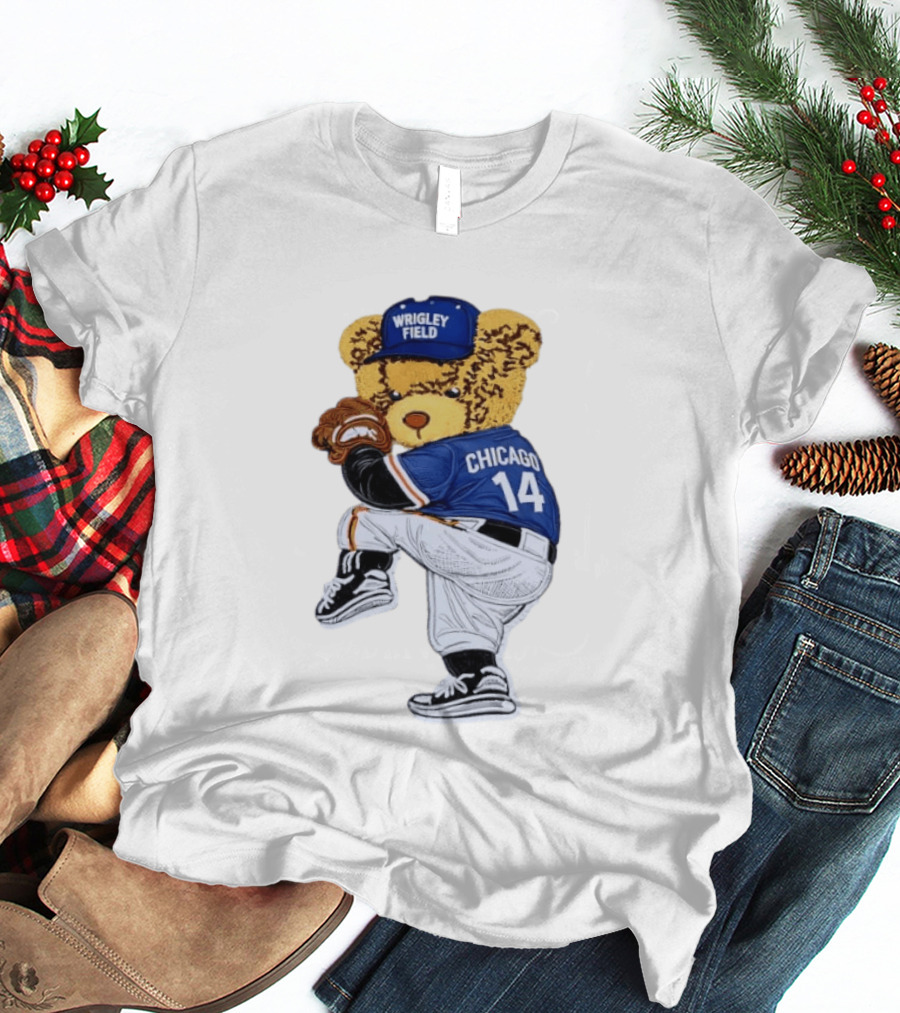 Wrigley Field Chicago Bear 14 Baseball Pitcher T-Shirt
