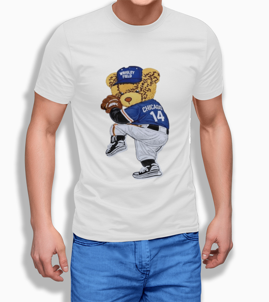 Wrigley Field Chicago Bear 14 Baseball Pitcher T-Shirt