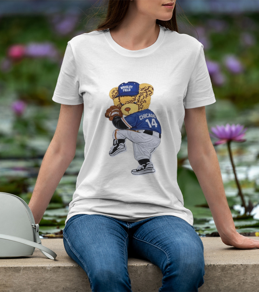 Wrigley Field Chicago Bear 14 Baseball Pitcher T-Shirt