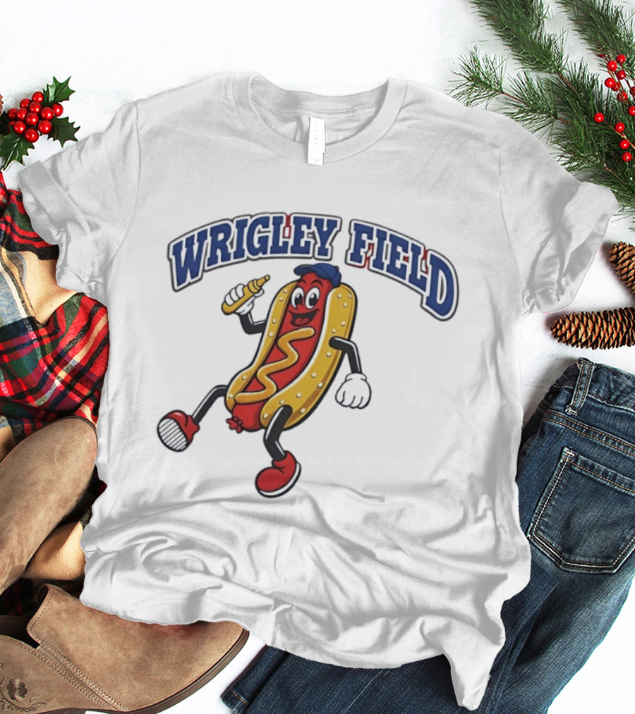 Wrigley Field Hot Dog Mascot Sprint With Mustard T-Shirt
